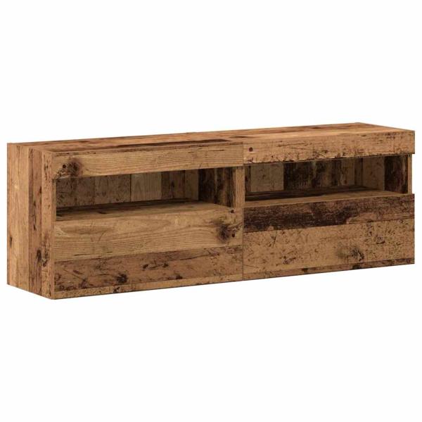 8 Stück TV-Wandeinheiten mit LED Altholz Engineered Wood