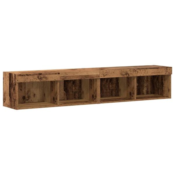 8 Stück TV-Wandeinheiten mit LED Altholz Engineered Wood