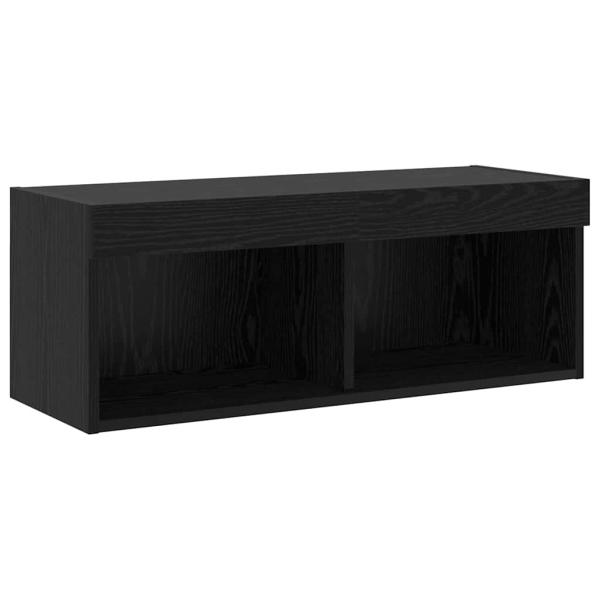 8-teilige TV-Wandeinheiten mit LED Schwarze Eiche Kunststoffholz