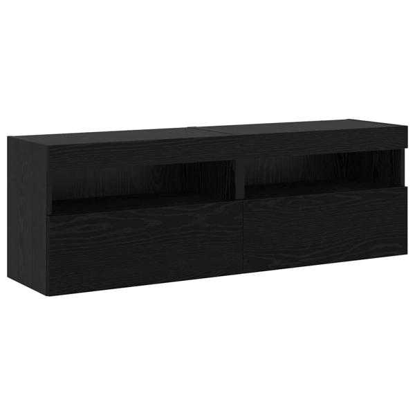8-teilige TV-Wandeinheiten mit LED Schwarze Eiche Kunststoffholz