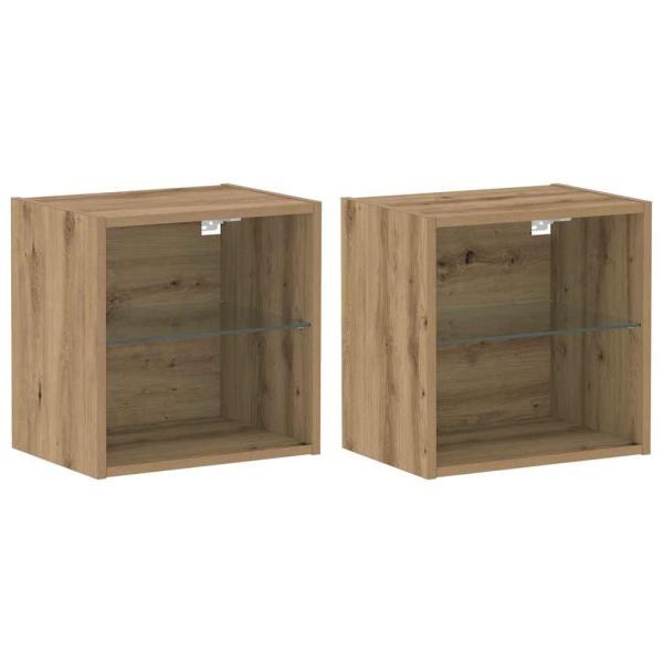 8-teilige TV-Wandkonsole mit LED Artisan Eiche Holzwerkstoff