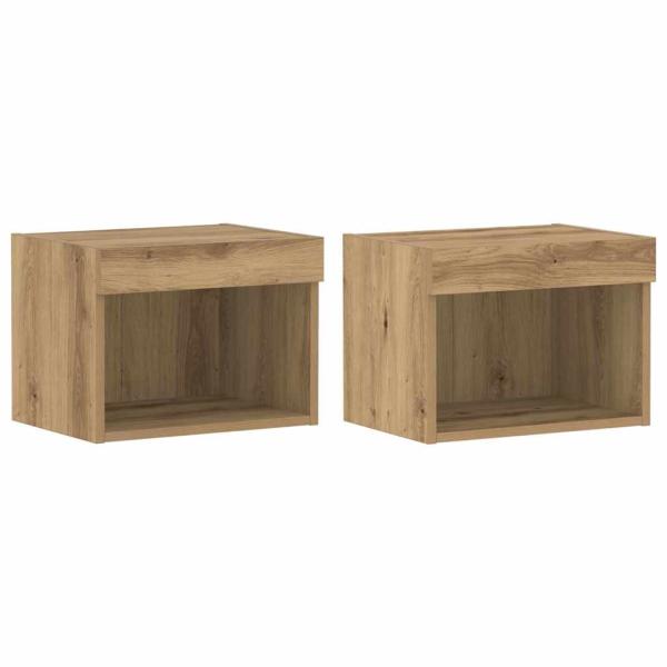 8-teilige TV-Wandkonsole mit LED Artisan Eiche Holzwerkstoff