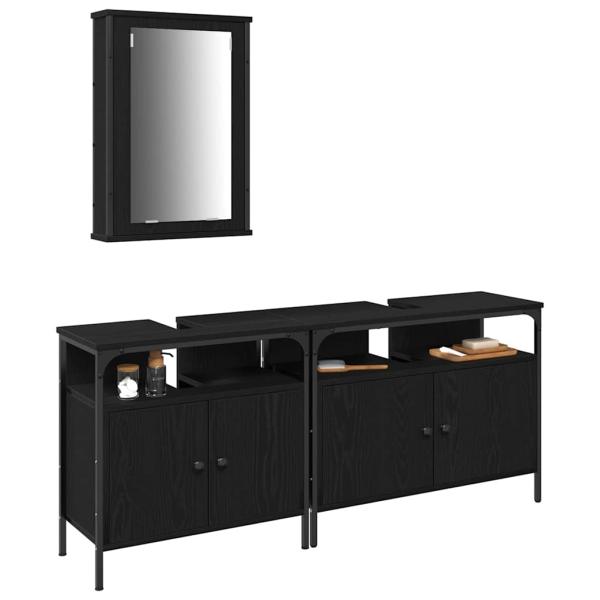 Badezimmer Waschbeckenmöbel 3 stk. Schwarz 80 x 30 x 60 cm