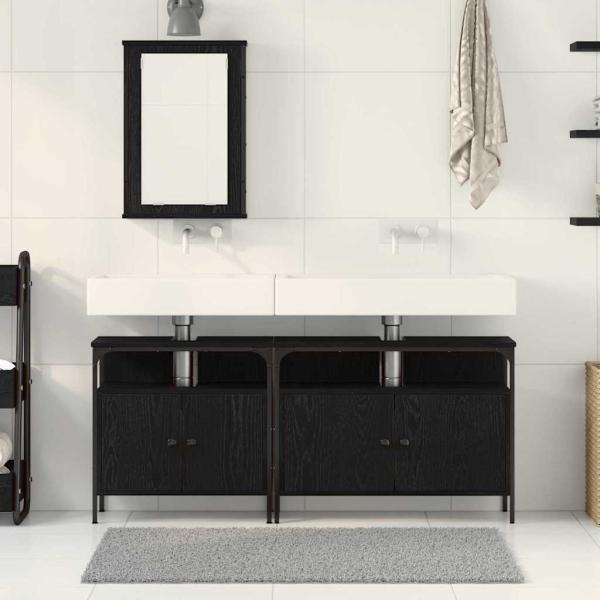 Badezimmer Waschbeckenmöbel 3 stk. Schwarz 80 x 30 x 60 cm