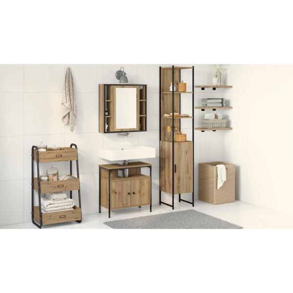 3-teiliges Schminktisch-Set in geräucherter Eiche, engineered Wood