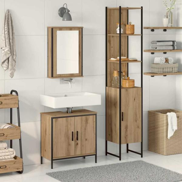 ARDEBO.de - 3-teilige Badezimmermöbelset Artisan Eiche engineered Wood