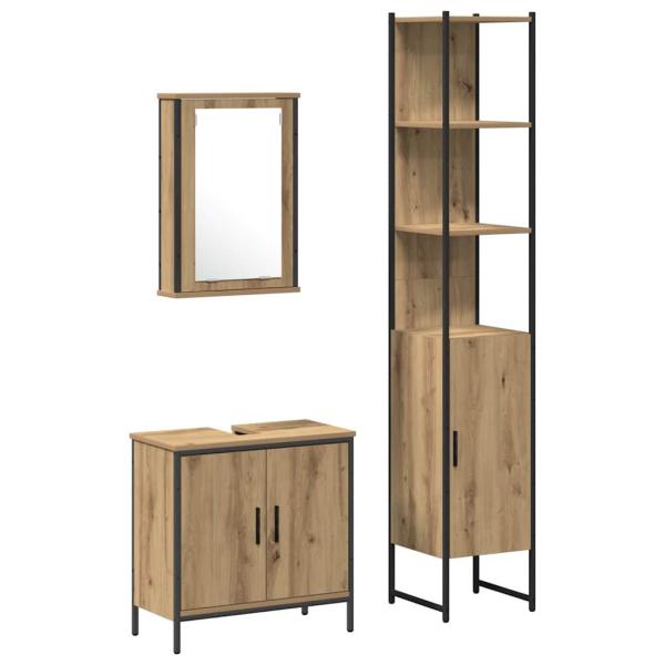 3-teilige Badezimmermöbelset Artisan Eiche engineered Wood