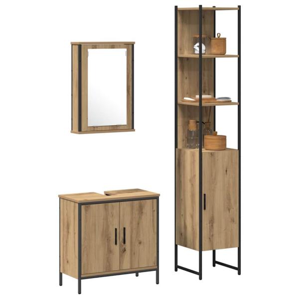 3-teilige Badezimmermöbelset Artisan Eiche engineered Wood