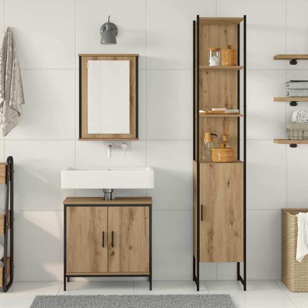 3-teilige Badezimmermöbelset Artisan Eiche engineered Wood