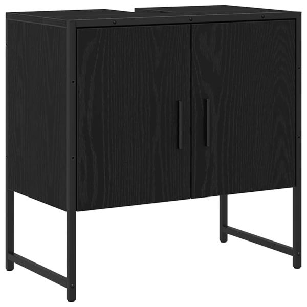 4-teiliges Badezimmermöbel-Set Schwarze Eiche Holzwerkstoff