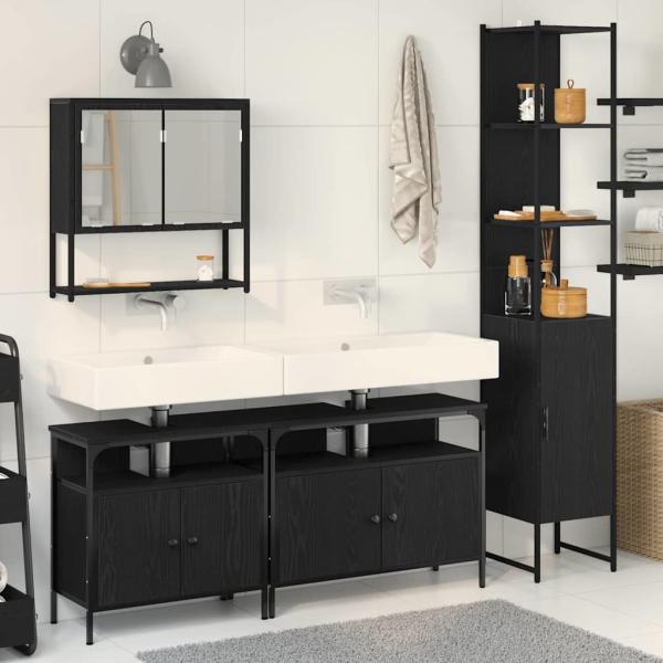 ARDEBO.de - 4-teiliges Badezimmermöbel-Set Schwarze Eiche
