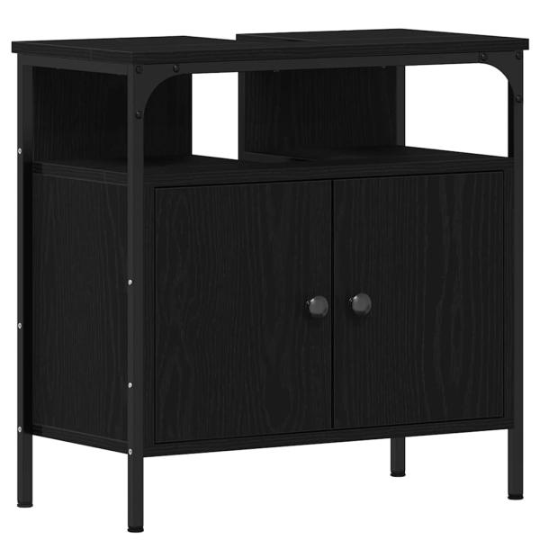 4-teiliges Badezimmermöbel-Set Schwarze Eiche