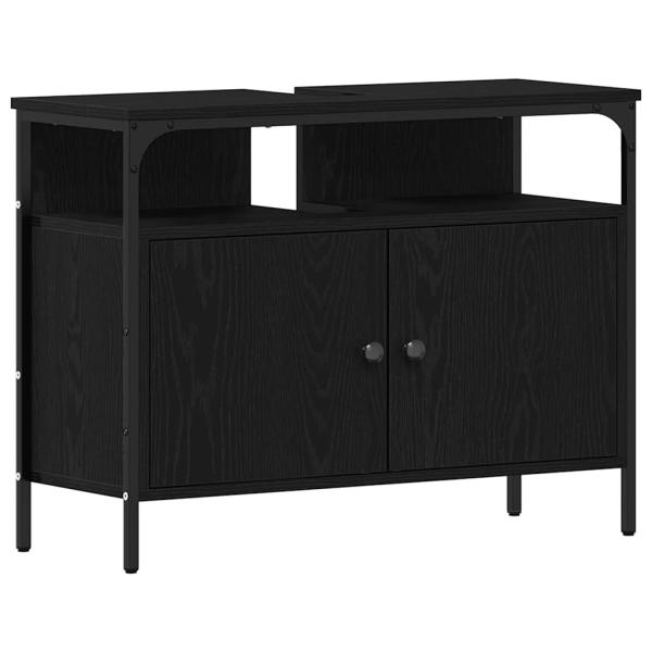 4-teiliges Badezimmermöbel-Set Schwarze Eiche