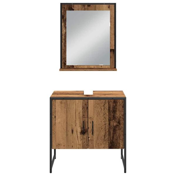 4-teiliges Badezimmermöbel-Set Altes Holz