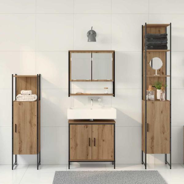 4-teiliges Badezimmermöbel-Set Artisan Eichen-Spanplatte