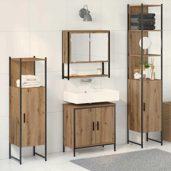 4-teiliges Badezimmermöbel-Set Artisan Eichen-Spanplatte