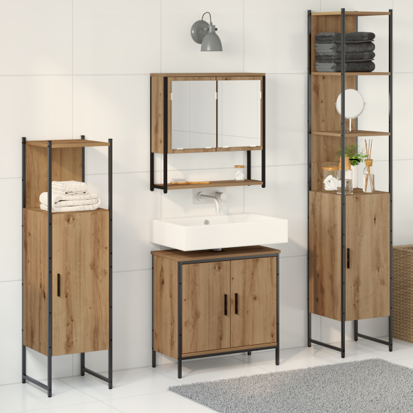 4-teiliges Badezimmermöbel-Set Artisan Eichen-Spanplatte