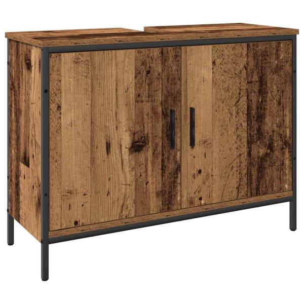 4-teiliges Badezimmermöbel Set - Altes Holz - Spanplatte