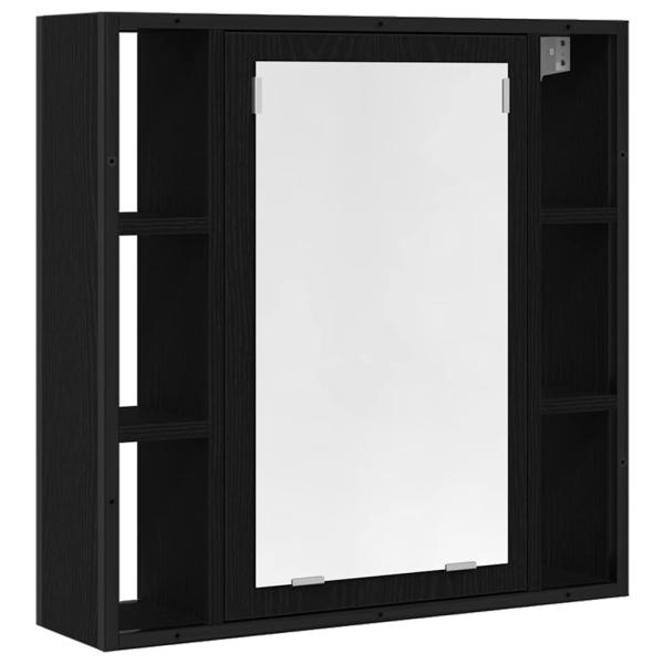 4-teiliges Badezimmermöbel-Set Schwarz Eiche Holzwerkstoff