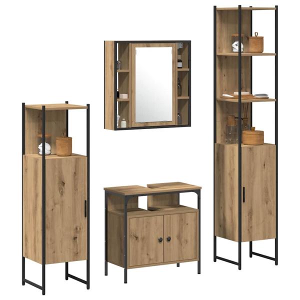 4-teiliges Badezimmermöbel-Set Artisan Eiche Holzwerkstoff