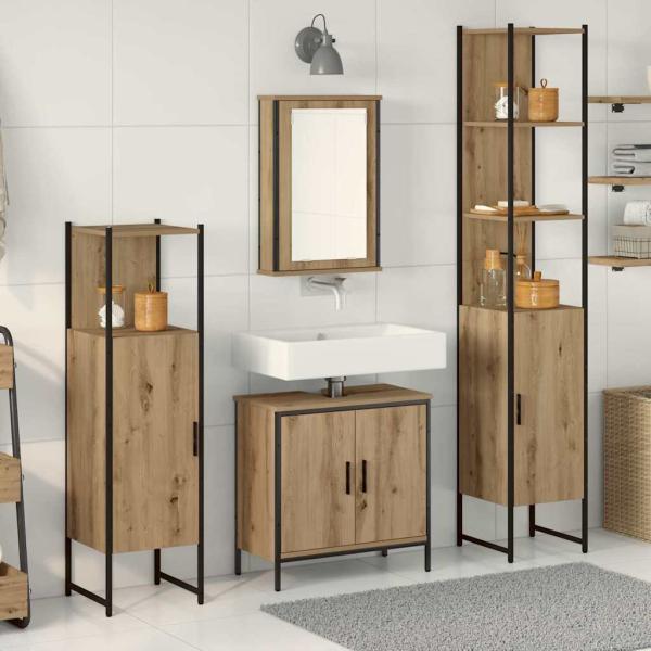 4-teiliges Badezimmermöbel-Set Artisan Eiche Schichtholz