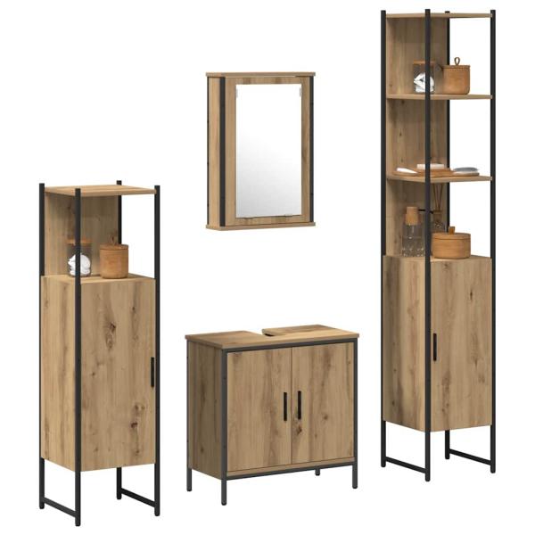 4-teiliges Badezimmermöbel-Set Artisan Eiche Schichtholz