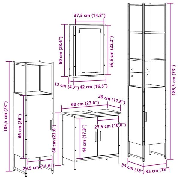 4-teiliges Badezimmermöbel-Set Artisan Eiche Schichtholz