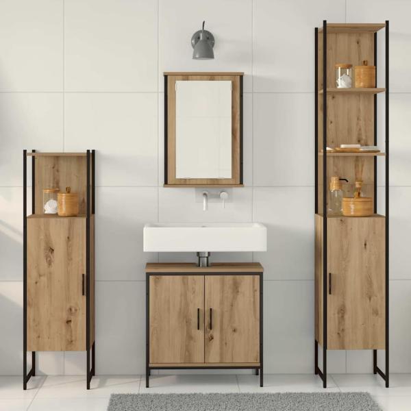 4-teiliges Badezimmermöbel-Set Artisan Eiche Schichtholz