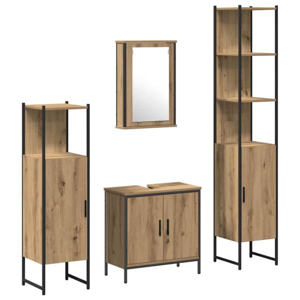 4-teiliges Badezimmermöbel-Set Artisan Eiche Schichtholz