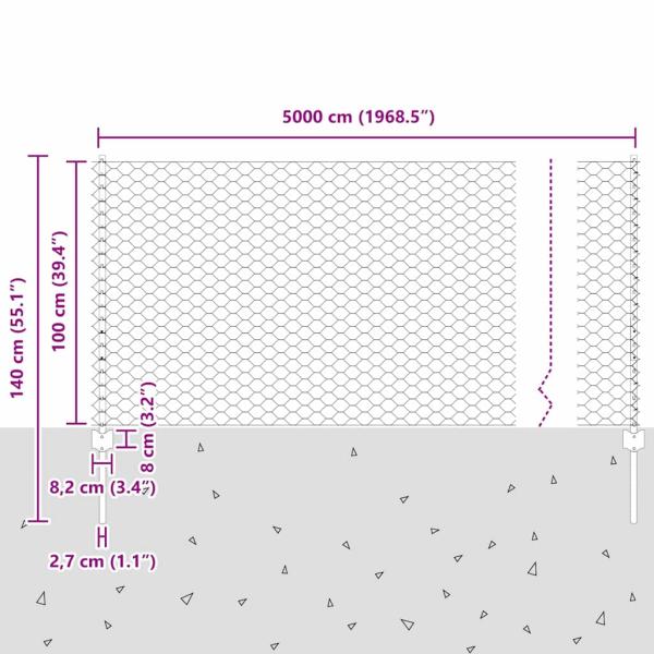 Zaunpfosten 11 Stk U-Kanal Grün 100 cm Stahl, Sechseckzaun Grün 1x50 m Stahl