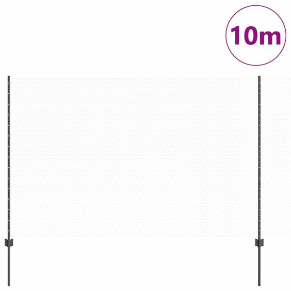 Zaunpfosten 10 Stück U-Kanal Grau 160 cm Stahl, Sechseckzaun Grau 1,6x10 m Stahl