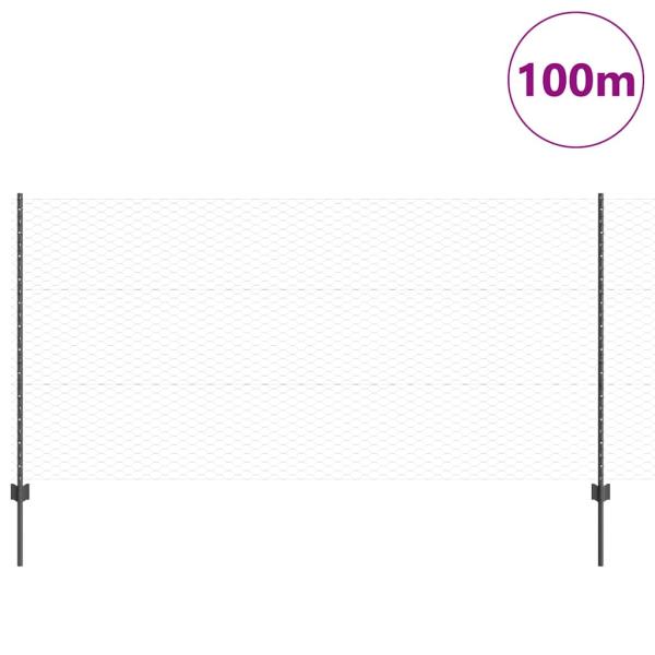 Zaunpfosten 22 Stück U-Kanal Grau 120 cm Stahl, Hexagonzaun Grau 1,2x100 m Stahl