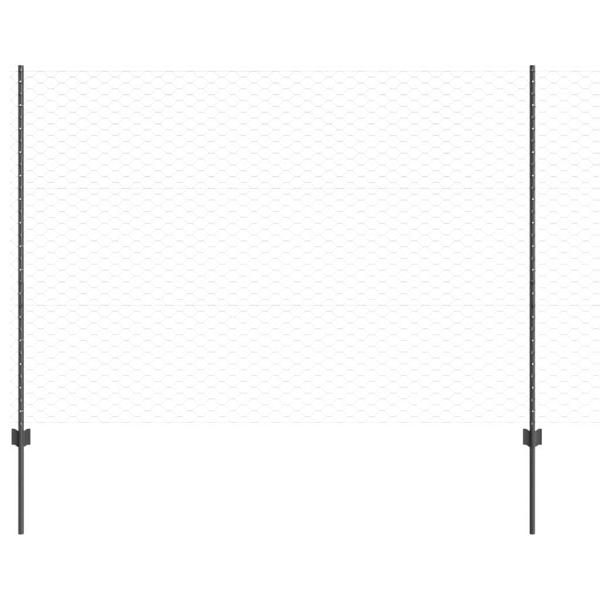 Zaunpfosten 22 Stück U-Kanal Grau 150 cm Stahl, Sechseckiger Zaun Grau 1,5x100 m Stahl