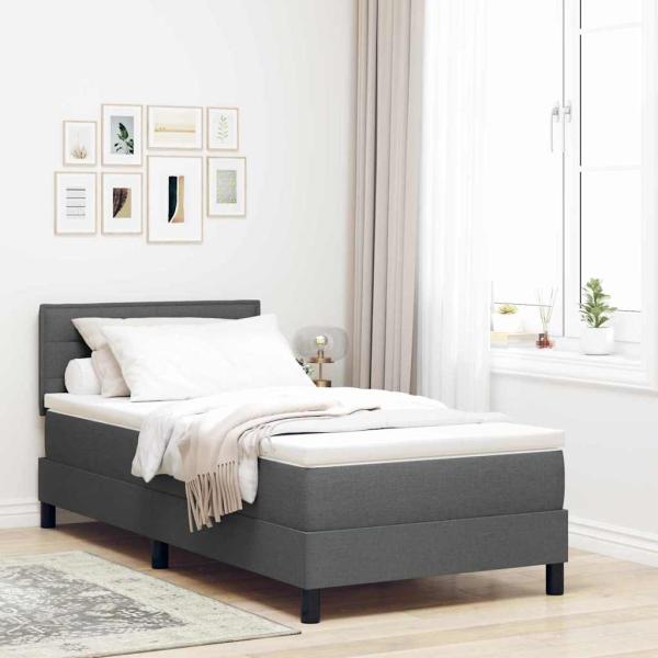ARDEBO.de - Boxspringbett mit Matratze Dunkelgrau 80x200 cm Stoff