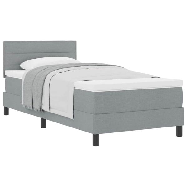 Boxspringbett mit Matratze Hellgrau 90x200 cm Stoff