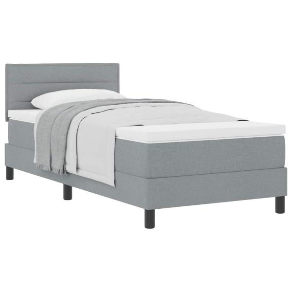 Boxspringbett mit Kopfteil Hellgrau 90 x 200 cm Stoff