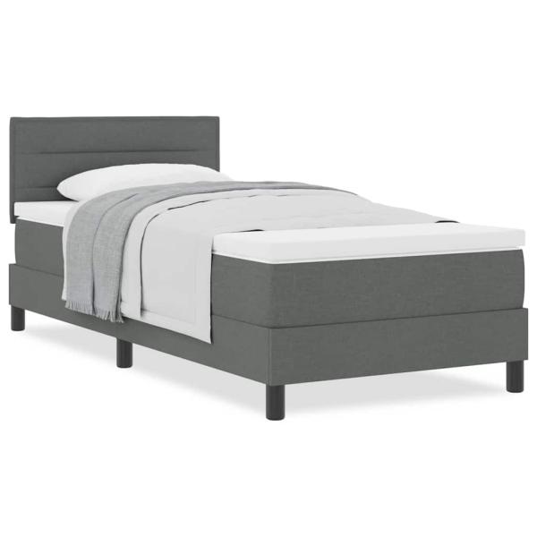Boxspringbett mit Matratze Dunkelgrau 90x200 cm Stoff