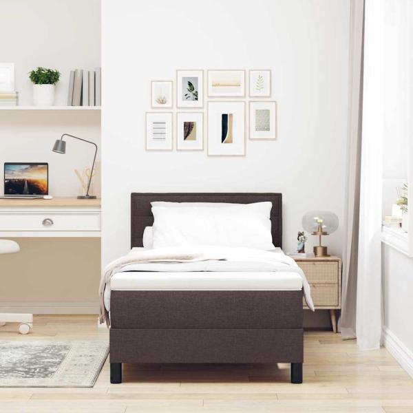 Boxspringbett mit Matratze Dunkelbraun 90x200 cm Stoff
