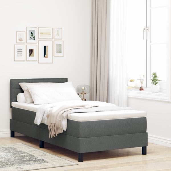 Boxspringbett mit Matratze Dunkelgrau 100x200 cm Stoff