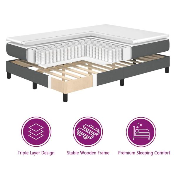 Boxspringbett mit Matratze Dunkelgrau 100x200 cm Stoff