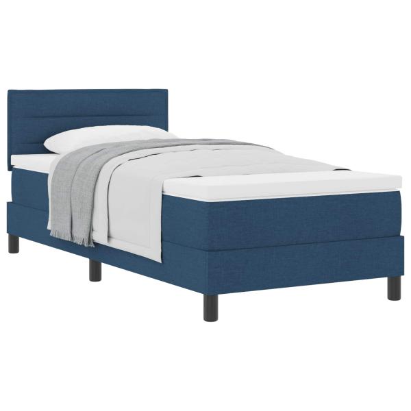 Boxspringbett mit Matratze Blau 100x200 cm Stoff