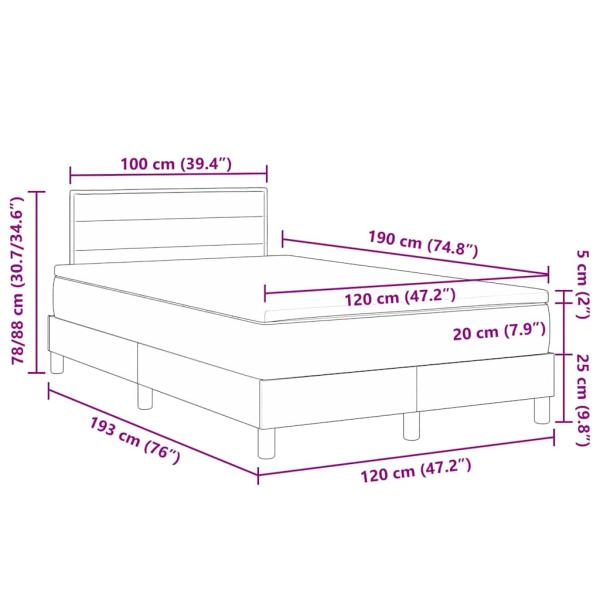 Boxspringbett mit Matratze Dunkelbraun 120x190 cm Stoff