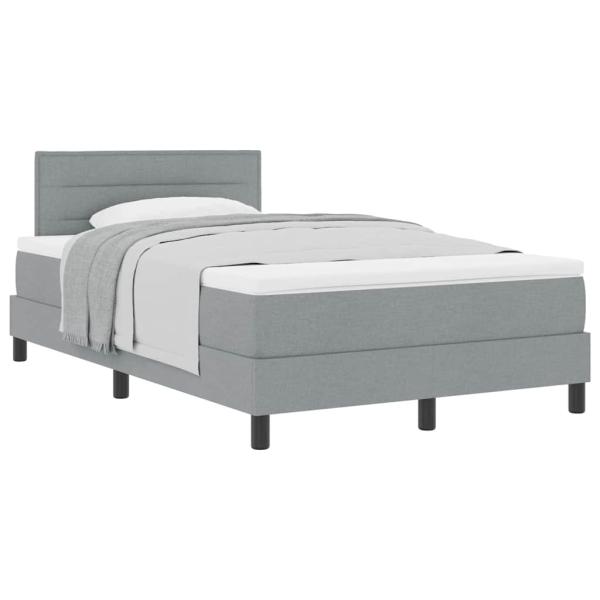 Boxspringbett mit Matratze Hellgrau 120x200 cm Stoff