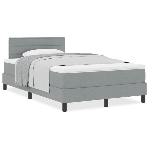 Boxspringbett mit Matratze Hellgrau 120x200 cm Stoff