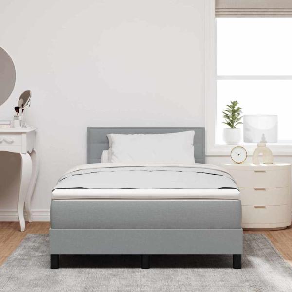 Boxspringbett mit Matratze Hellgrau 120x200 cm Stoff