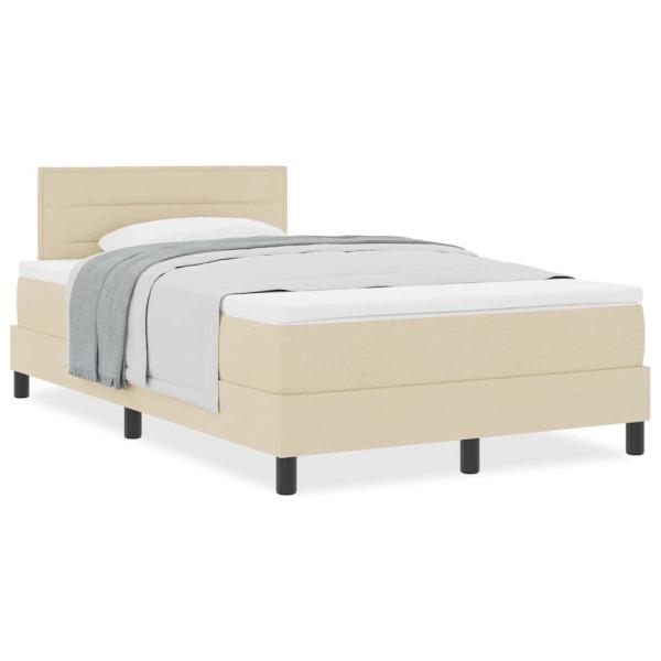 Boxspringbett mit Matratze in Creme 120x200 cm Stoff