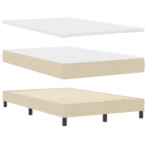Boxspringbett mit Matratze in Creme 120x200 cm Stoff