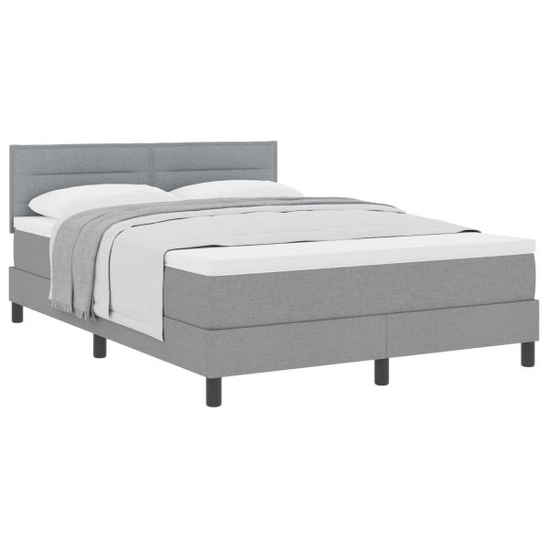 Boxspringbett mit Matratze Hellgrau 140x190 cm Stoff