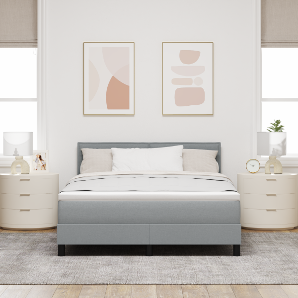 Boxspringbett mit Matratze Hellgrau 140x190 cm Stoff