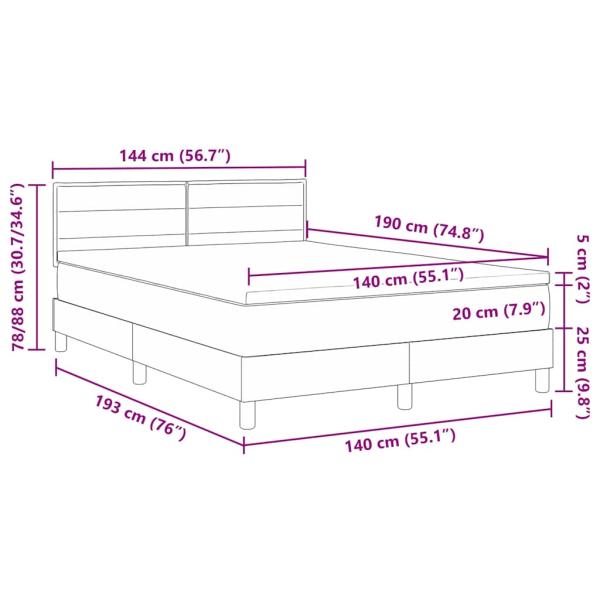 Boxspringbett mit Matratze Dunkelbraun 140x190 cm Stoff